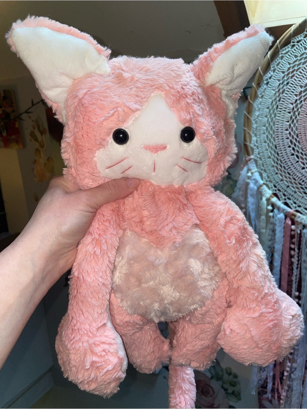 Plush Pink Kitty Stuffed Animal - bandit beanies handmade cat